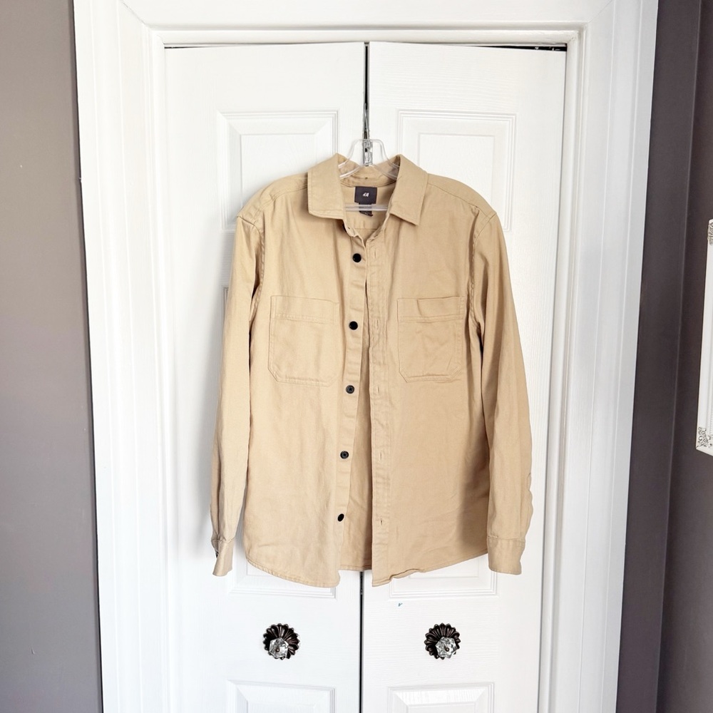 Classic Men's Beige Button-Up Shacket